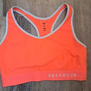 Under Armour Bright Coral Sports Bra | Size Large